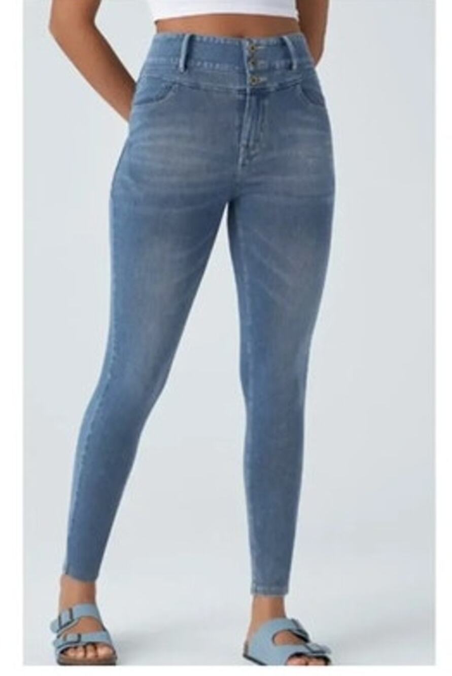 Halara Flex™ High Waisted Jeans Light Wash Zipper Pockets Casual Skinny NWT XL